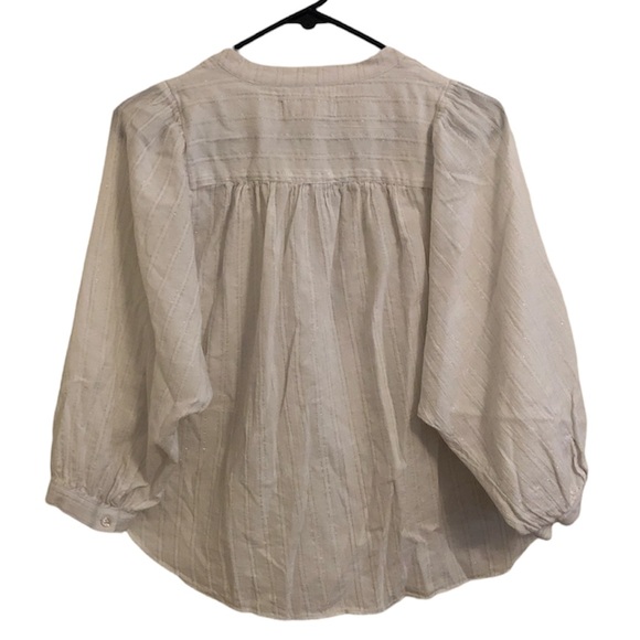 Madewell 3/4 Puff Sleeve Striped Button Down Blouse - Picture 2 of 8